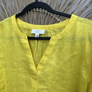 Charter Club Linen Luxury Size Large Women's Tunic 100% Linen Yellow Shirt Top
